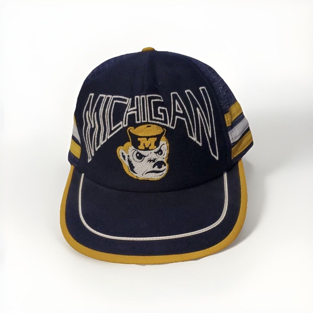 Vintage University of Michigan Split Line Adjustable Snapback Hat Baseball Cap